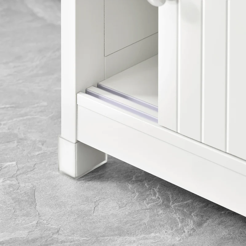 SoBuy BZR185-W Meuble sous-Lavabo, Meuble sous-Vasque Meuble de Rangement de Salle de Bain, 2 Étagères, 2 Portes Coulissantes