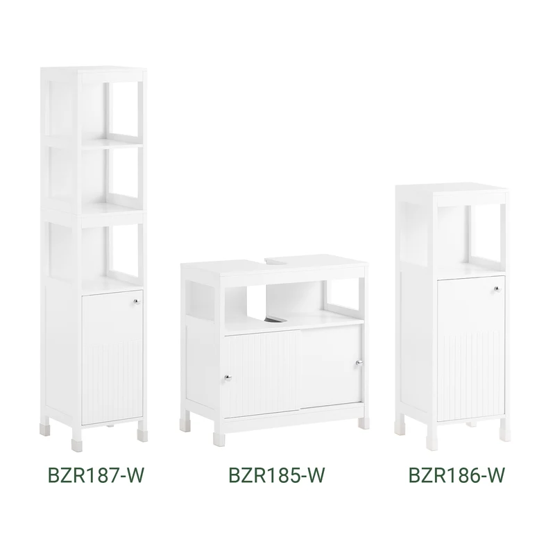 SoBuy BZR185-W Meuble sous-Lavabo, Meuble sous-Vasque Meuble de Rangement de Salle de Bain, 2 Étagères, 2 Portes Coulissantes