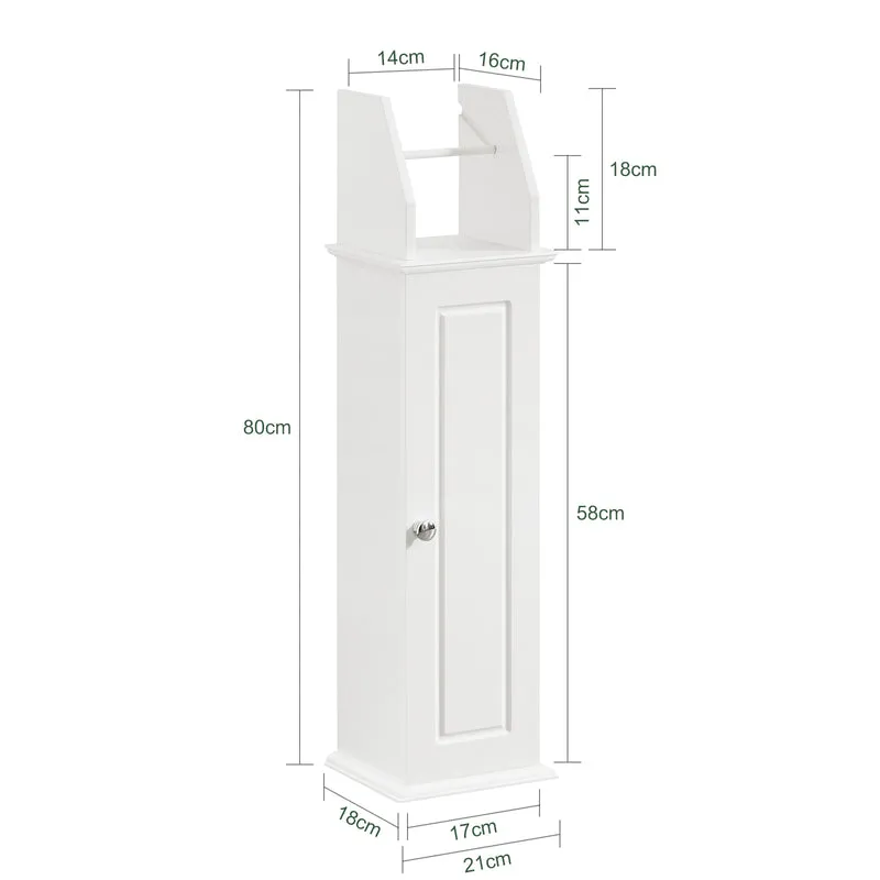 SoBuy BZR53-W Support Papier Toilette Armoire Toilettes Porte Brosse WC Meuble de Salle de Bain sur Pied en Bois ,20x18x79 cm