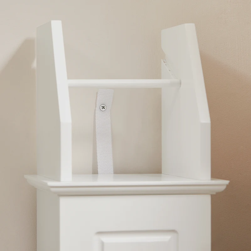 SoBuy BZR53-W Support Papier Toilette Armoire Toilettes Porte Brosse WC Meuble de Salle de Bain sur Pied en Bois ,20x18x79 cm