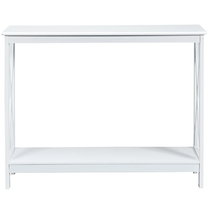 Costway - Console d'entrée, Petite Table, Petite Console Entrée, Table Console, Table de salon, Style Industriel 100x30x80 CM, Blanc