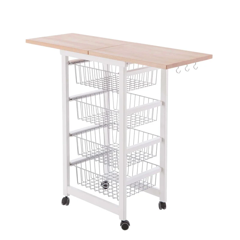 ARIT - Chariot de cuisine GASTONCINO, Desserte Cuisine, Desserte a Roulette, Desserte Bois(da 48 a 96 cm) - Couleur laccato bianco