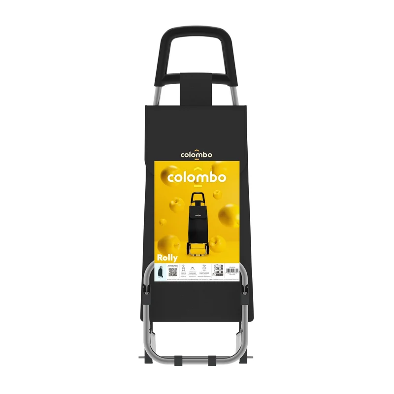 Colombo ROLLY - Chariot de Course, Chariot de Course Pliable, 25 kg, Poussette de marché, Noir