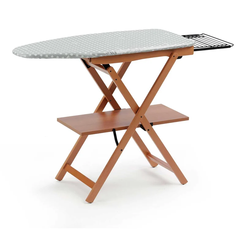 ARIT Astir – Planche à repasser en hêtre couleur cerisier, hauteur 87 cm, repose-fer coulissant et tablette à linge