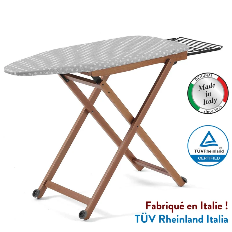 ARIT STIROLIGHT - Table à repasser, hauteur réglable : 84-88-91-93 cm, roulettes à la base, repose-fer coulissant, Couleur Cerise