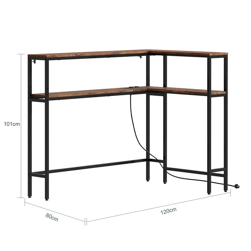 SoBuy FSB105-E-N Console Étroite 180 × 20 × 100 cm avec USB, USB-C et 2 Prises – Montage Droit ou Angle, Noir
