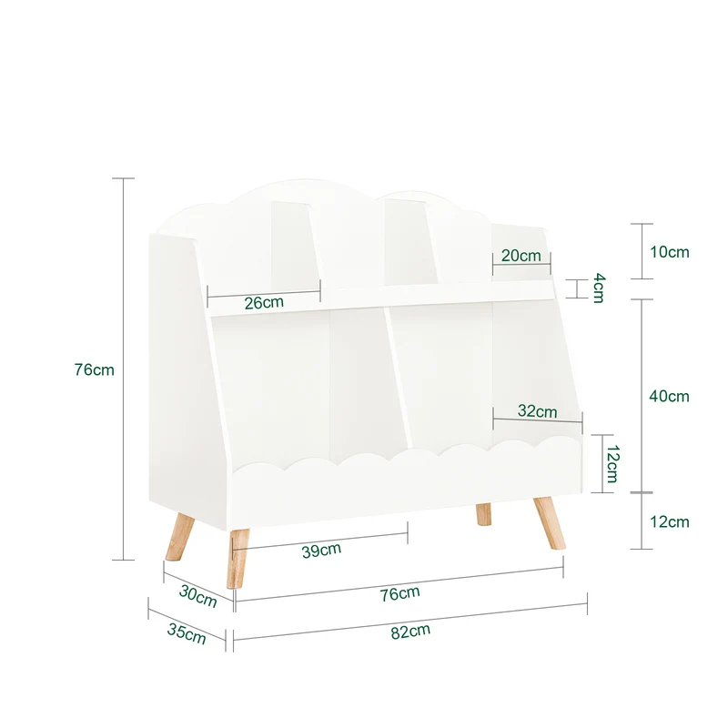 SoBuy KMB100-W Bibliothèque Enfant avec 5 Compartiments Ouverts, pour Chambre d’Enfant, Rangement Optimisé, Design Fonctionnel – L82×P35×H76 cm, Blanc