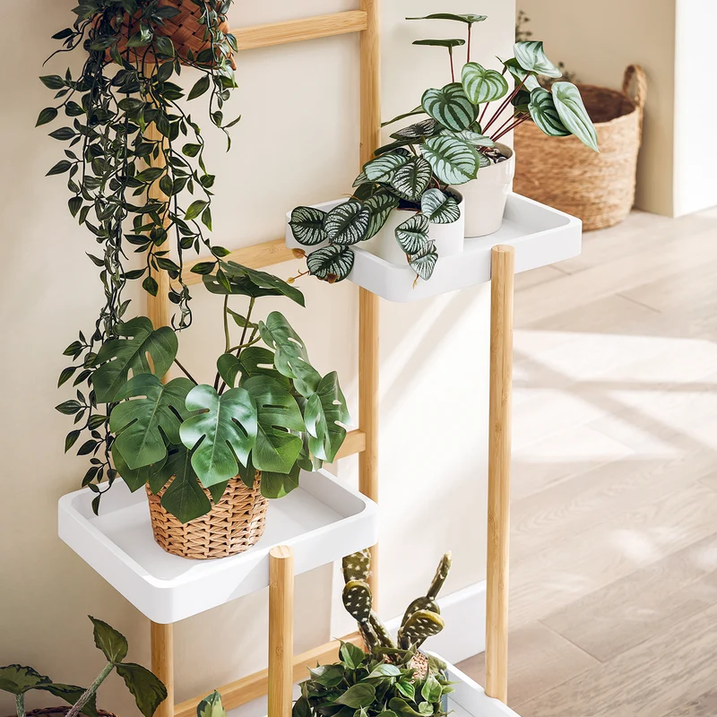 SoBuy STR13-WN Étagère à Fleurs Support de Pots de Fleurs Porte Plante en Bambou à 5 niveaux