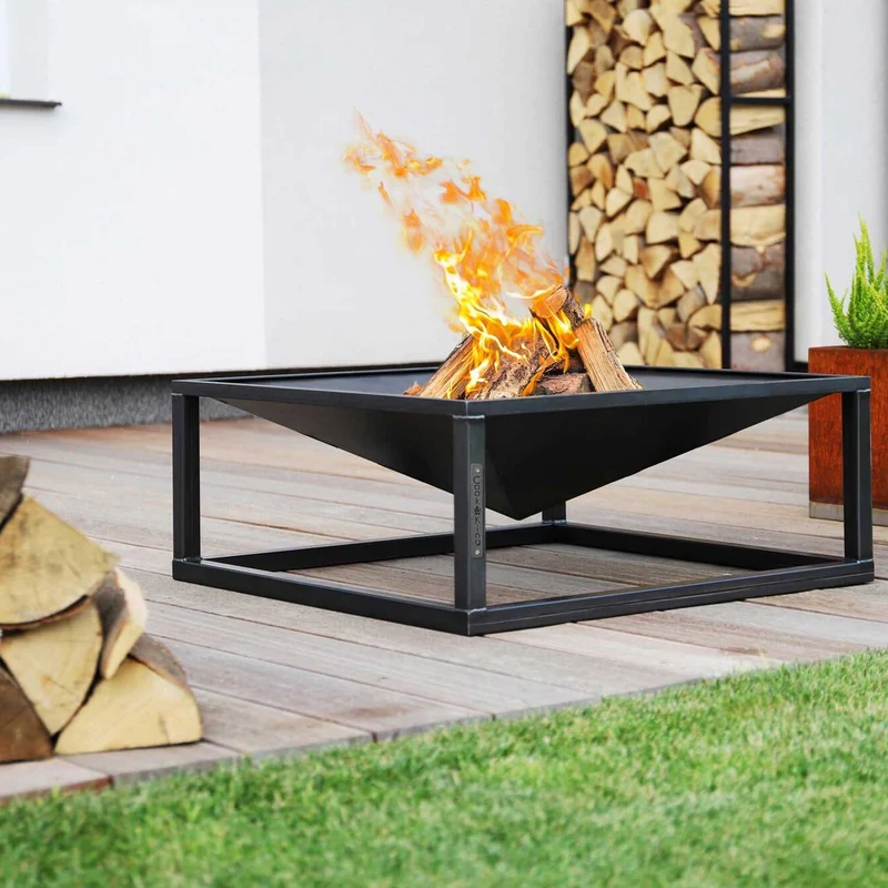 Cook King Square – Braséro extérieur de jardin en acier, 70 × 70 cm, fabriqué en Europe