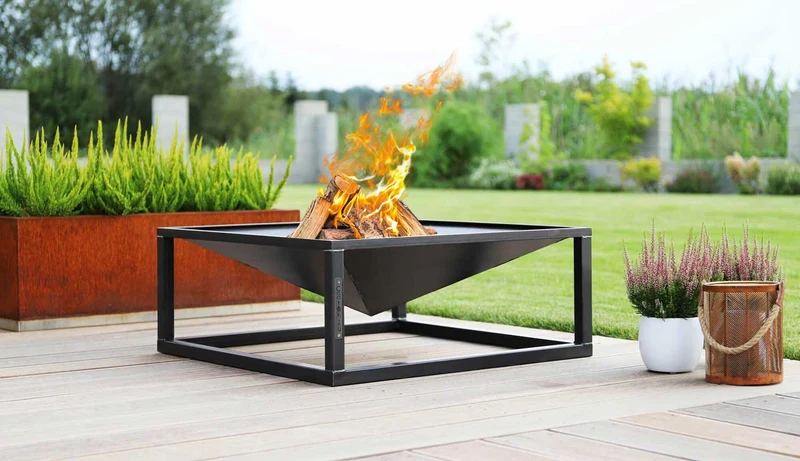 Cook King Square – Braséro extérieur de jardin en acier, 70 × 70 cm, fabriqué en Europe
