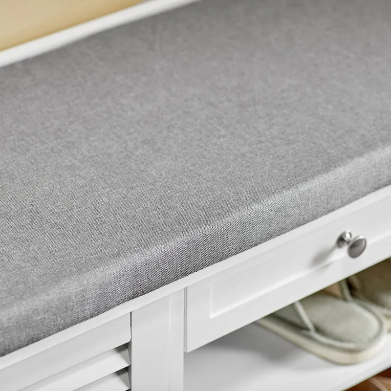 SoBuy FSR83-W Banc à Chaussures avec Coussin Rembourré et Rangement pour Entrée Couloir – 110x35x50 cm, Blanc