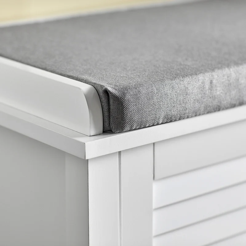 SoBuy FSR83-W Banc à Chaussures avec Coussin Rembourré et Rangement pour Entrée Couloir – 110x35x50 cm, Blanc