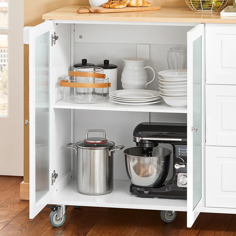SoBuy FKW120-WN Desserte de Cuisine à roulettes îlot de Cuisine Chariot de Service Buffet Placard Armoire Cuisine