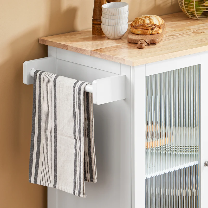 SoBuy FKW120-WN Desserte de Cuisine à roulettes îlot de Cuisine Chariot de Service Buffet Placard Armoire Cuisine