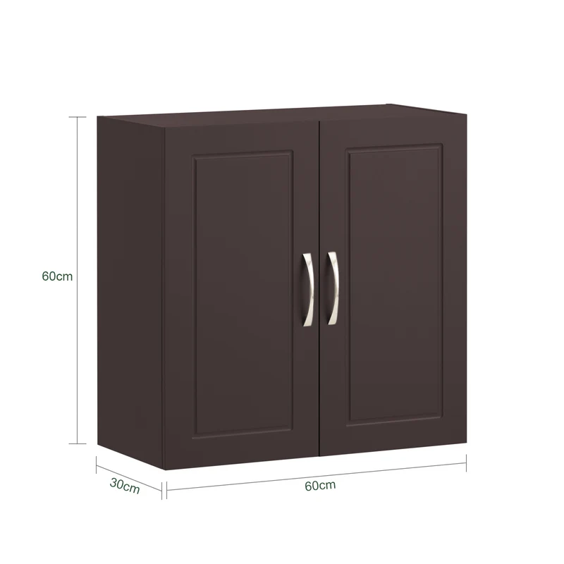 SoBuy FRG231-BR Meuble Haut Salle de Bain Suspendu Armoire Murale avec Étagère Réglable et Porte Rangement Mural Compact pour Salle de Bain, WC ou Cuisine Marron 60x30x60 cm