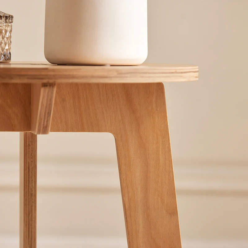 SoBuy HFBT02-N Table d'Appoint Ronde en Bois Table Basse Ronde Table de Chevet Bout de Canapé, Forme de C, Tenons et Mortaises