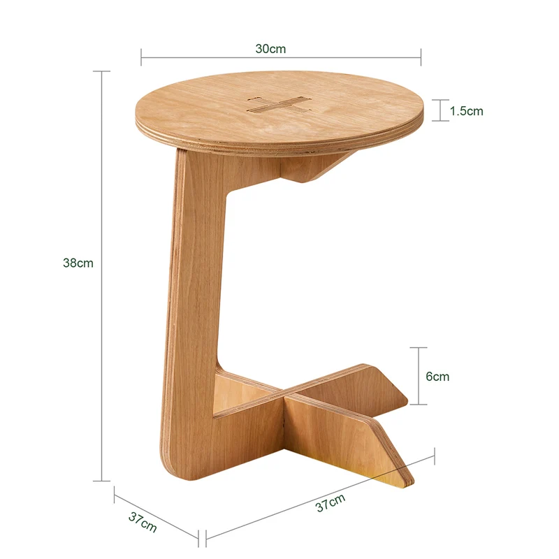 SoBuy HFBT02-K-N Table d'Appoint Ronde Table Basse Ronde Table de Chevet Bout de Canapé en Forme de C, Tenons et Mortaises