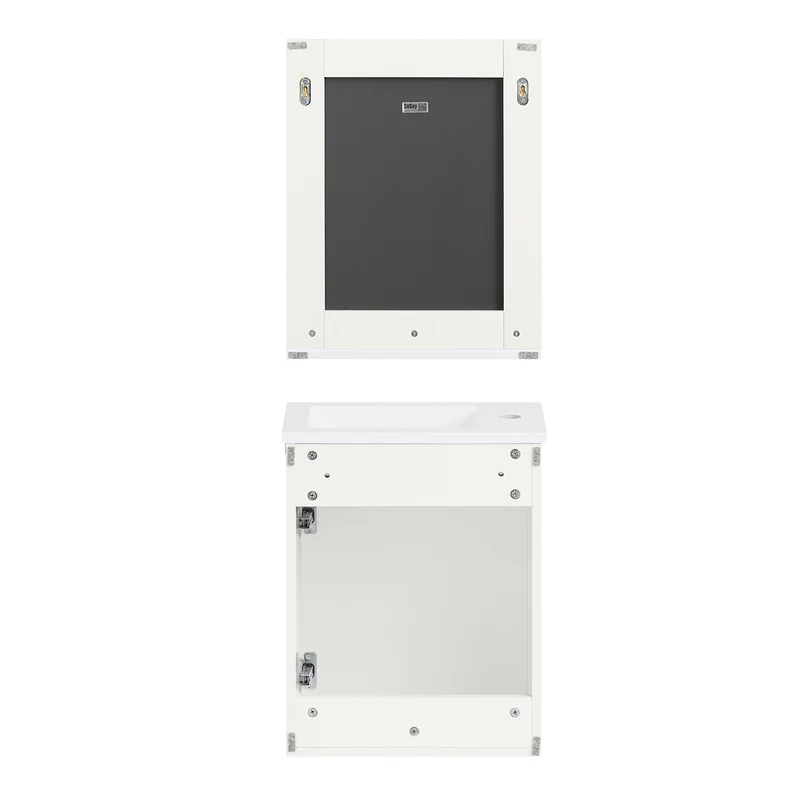 SoBuy BZR170-SET Meuble Suspendu pour Lavabo avec Miroir Meuble sous Vasque avec Miroir Ensemble de Lavabo en céramique