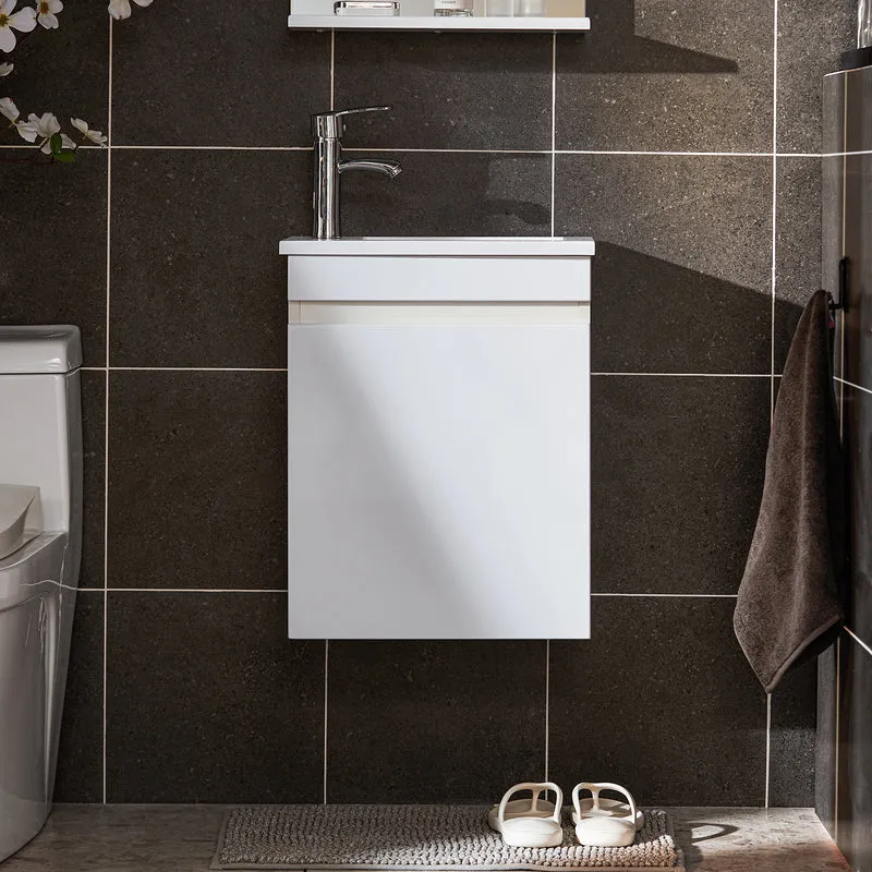 SoBuy BZR170-SET Meuble Suspendu pour Lavabo avec Miroir Meuble sous Vasque avec Miroir Ensemble de Lavabo en céramique