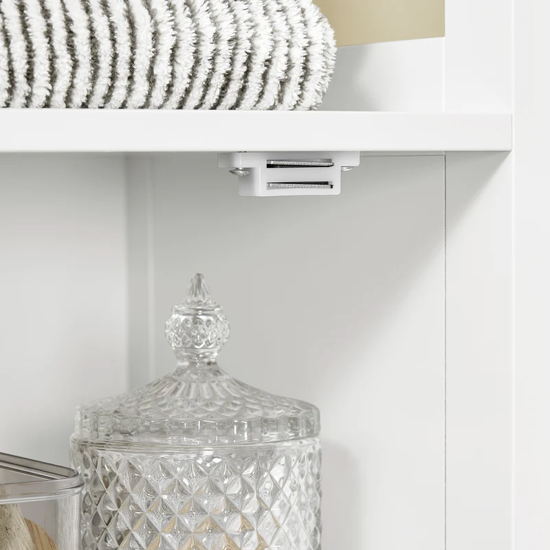SoBuy BZR187-W Meuble Colonne de Salle de Bain, Armoire Haute, Placard de Rangement, 3 Compartiments Ouverts