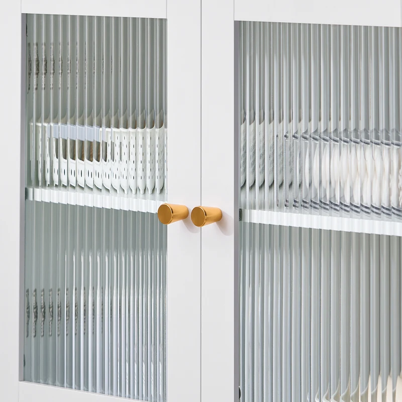 SoBuy BZR115-II-W Meuble sous Lavabo Salle de Bain, Armoire de Rangement pour Vasque sur Pieds avec 2 Portes en Verre