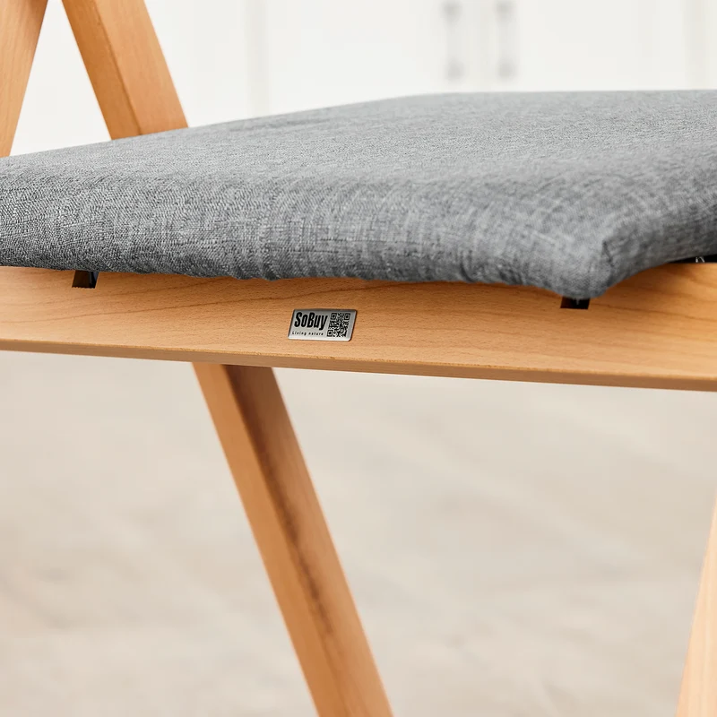 SoBuy FST98-HG Chaise Pliante avec Coussin, Confortable et Gain de Place, Pliable, Design Fonctionnel, Usage Quotidien, Format Pratique, Compact – Bois, Gris