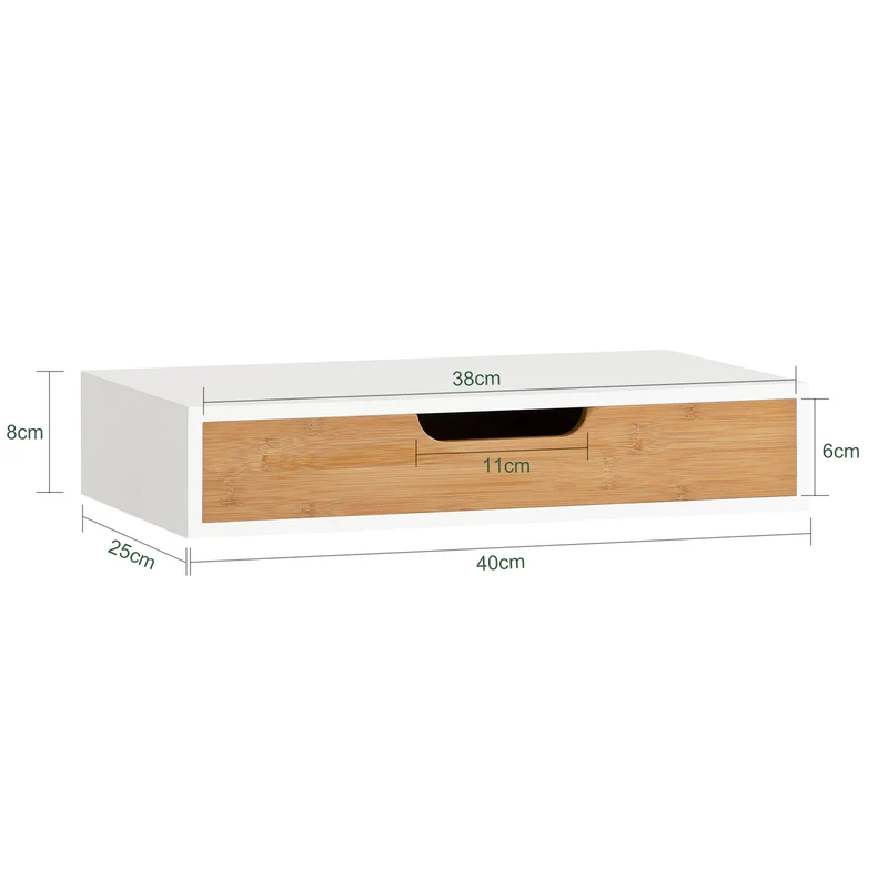 SoBuy FRG92-WN Étagère murale avec tiroir en bois et bambou, Armoire à clés
