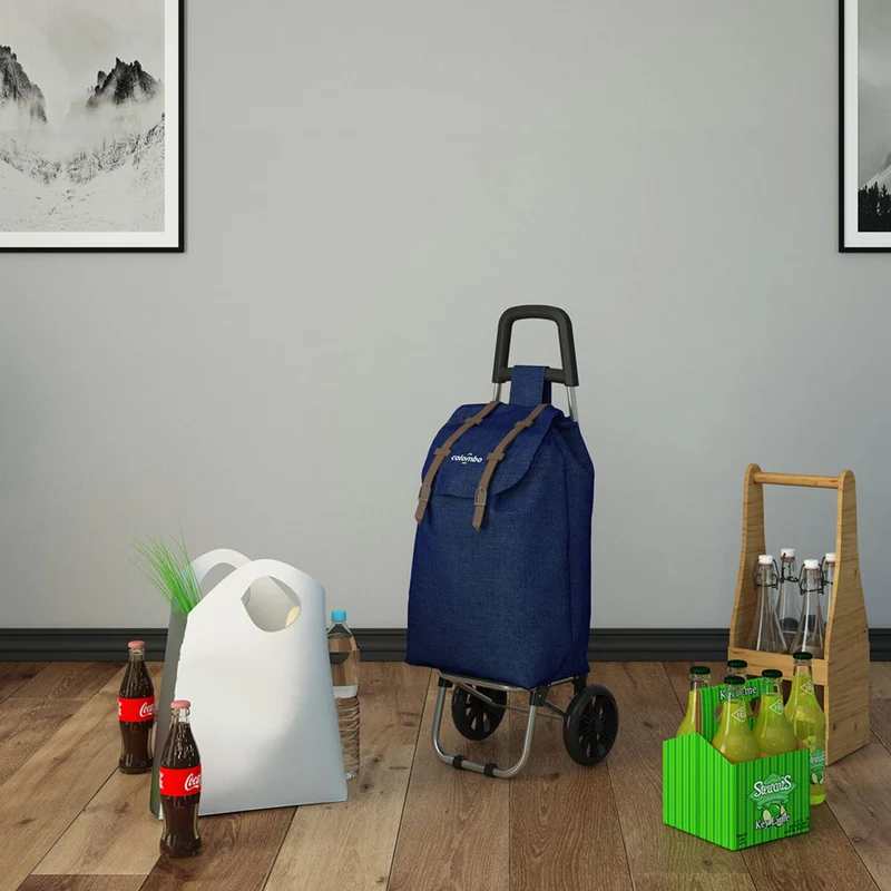 Colombo Smart – Chariot de courses pliable, sac imperméable 40 L, jusqu’à 25 kg, bleu foncé
