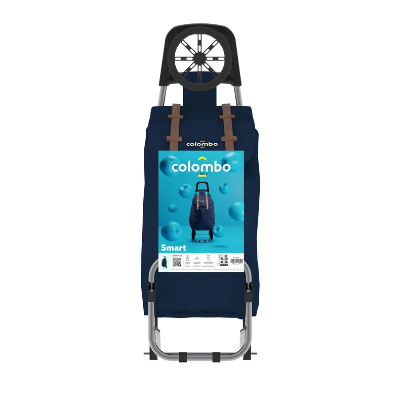 Colombo Smart – Chariot de courses pliable, sac imperméable 40 L, jusqu’à 25 kg, bleu foncé