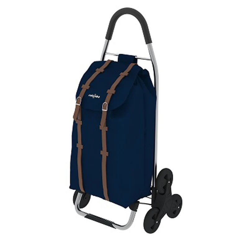 Colombo Dakar 3 – Chariot de course pliable à 6 roues, sac imperméable 50 L, jusqu’à 30 kg, bleu marine