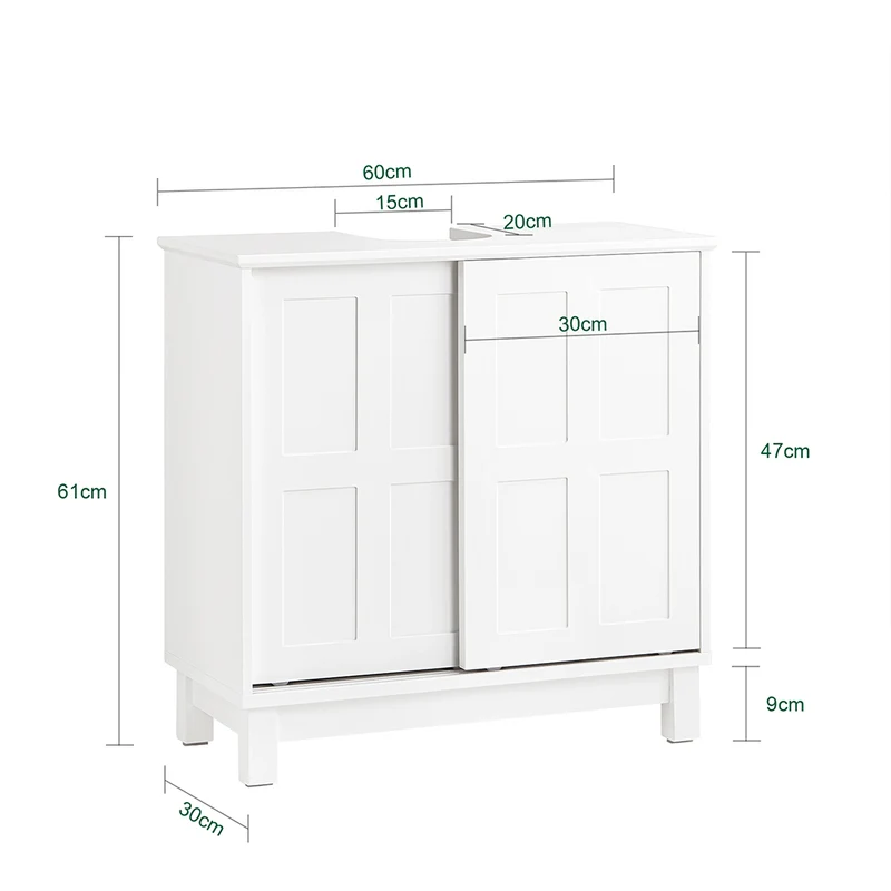 SoBuy BZR142-W Meuble Sous Lavabo Salle de Bain Meuble Sous Vasque Armoire de Rangement pour Vasque