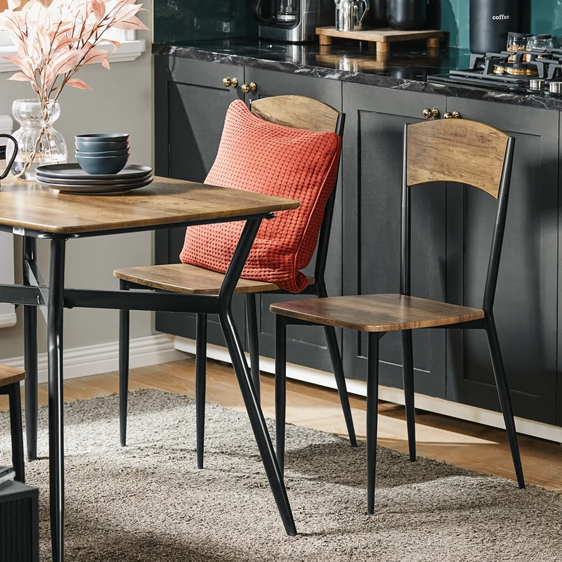 SoBuy OGT49-F Ensemble de Table à manger et 4 Chaises Table de Cuisine Set de 5 Pièces Cadre en Acier Table