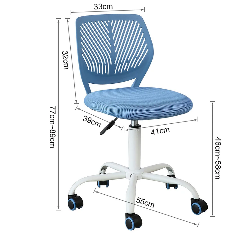 SoBuy FST64-BL Chaise de Bureau Ergonomique Fauteuil Pivotant Chaise pour Ordinateur Hauteur Réglable Bleu