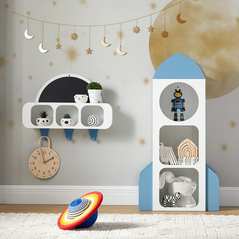 SoBuy KMB87-W Étagère Enfant, Étagère à Livres, Bibliothèque Enfant, Étagère de Rangement pour Livres et Jouets