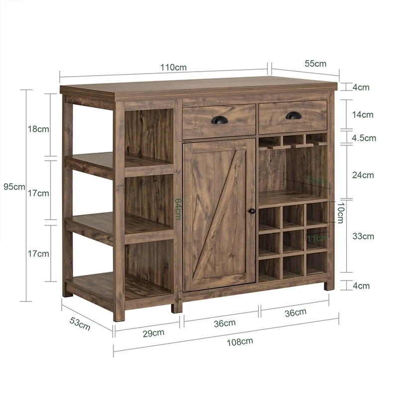 SoBuy SVW20-N îlot Central de Cuisine, Comptoir, Placard, Buffet, Armoire de Cuisine avec Porte-Verres et Porte-Bouteilles