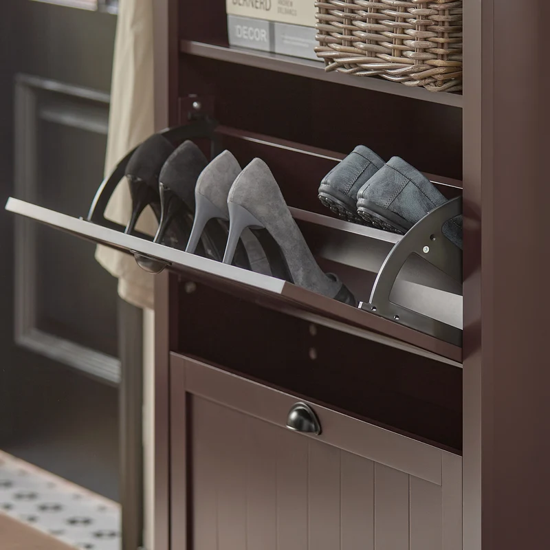 SoBuy FSR87-BR Meuble de Rangement à Chaussures Armoire à Chaussures Commode à Chaussures 2 abattants et Compartiment