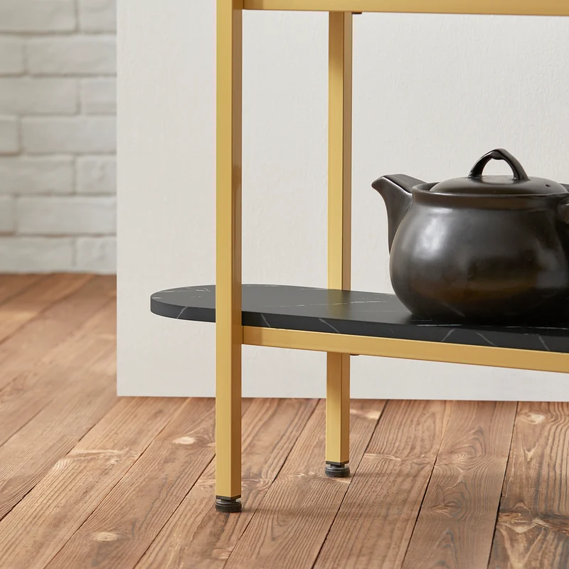 SoBuy FSB66-SCH Table Console Table d'Appoint Table d’Entrée Bout de Canapé à 3 Niveaux Effet Marbre Cadre en Métal