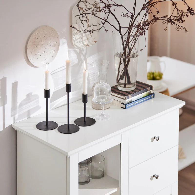 SoBuy FSB32-W Buffet Commode Armoire de Rangement Dressoir Bahut avec 2 Portes, 2 Tiroirs