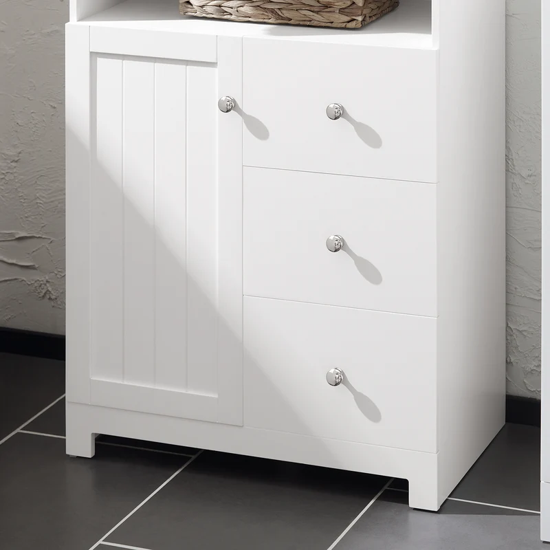 SoBuy BZR107-W Meuble de Rangement Salle de Bain, Meuble Demi-Colonne, Meuble Bas, Armoire Toilettes WC, Placard
