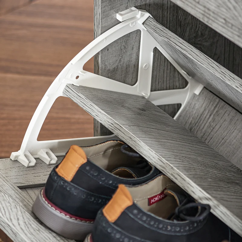 SoBuy FSR137-L-HG Meuble à Chaussures à Abattants 3 Niveaux Grande Capacité – Rangement Discret pour Entrée – Gris Effet Bois