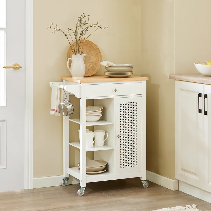 SoBuy FKW46-II-WN Desserte roulante Chariot de Service Chariot de Cuisine Meuble de Rangement avec Aspect Grillagé