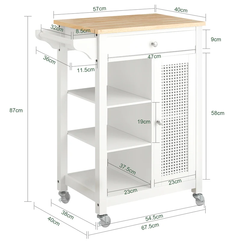 SoBuy FKW46-II-WN Desserte roulante Chariot de Service Chariot de Cuisine Meuble de Rangement avec Aspect Grillagé