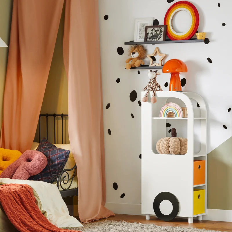 SoBuy KMB67-W+KMB68-W+KMB69-W Lot de 3 Bibliothèques pour Enfant Étagère Enfant Rangement pour Livres et Jouets, Forme de Voiture