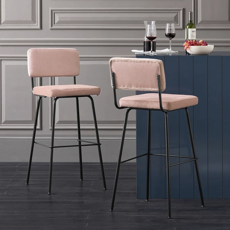 SoBuy FST90-Px2 Lot de 2 Tabourets de Bar Design Tabouret Haut de Bistrot avec Dossier et Repose-Pieds, Tabouret de Comptoir, Chaise de Bar