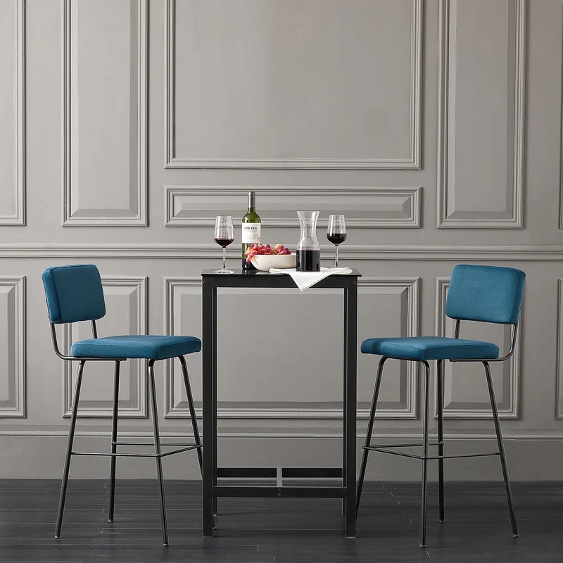 SoBuy FST90-Bx2 Lot de 2 Tabourets de Bar Design Tabouret Haut de Bistrot avec Dossier et Repose-Pieds, Tabouret de Comptoir, Chaise de Bar