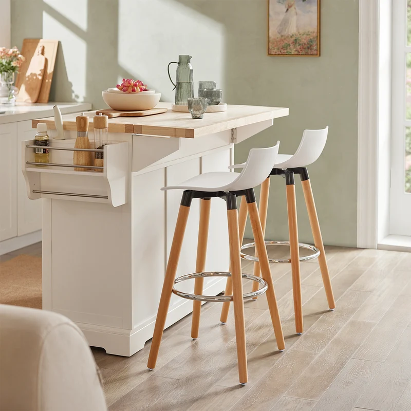 SoBuy FST86-W Tabouret de Bar Tabouret Haut de Bistrot Chaise de Bar avec Repose-Pieds et Dossier