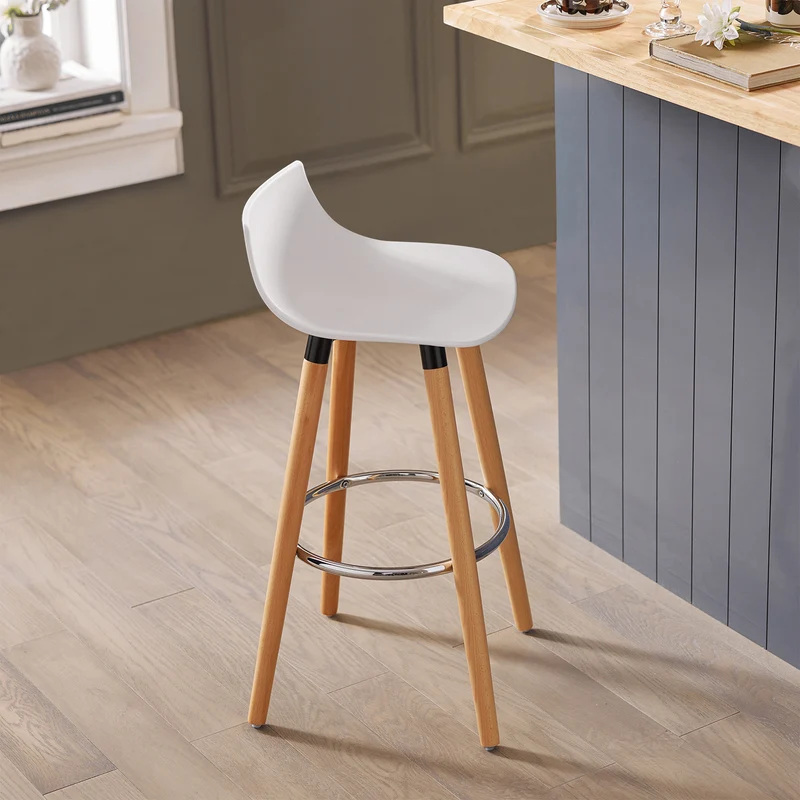 SoBuy FST86-W Tabouret de Bar Tabouret Haut de Bistrot Chaise de Bar avec Repose-Pieds et Dossier