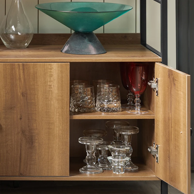 SoBuy FSB63-PF Buffet Meuble de Rangement Armoire Multi-rangements avec 3 Portes, pour Cuisine, Salle à Manger, Salon, Cadre en Acier Stable