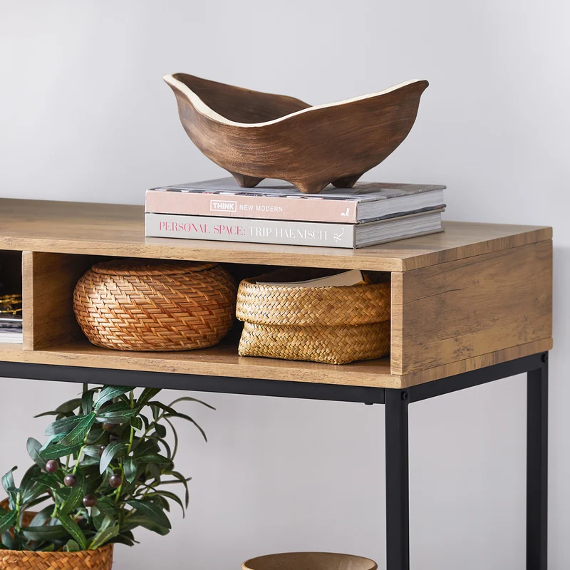 SoBuy FSB41-F Table Console Table d’Entrée Bout de Canapé Table d'Appoint Buffet avec 2 Compartiments étagère