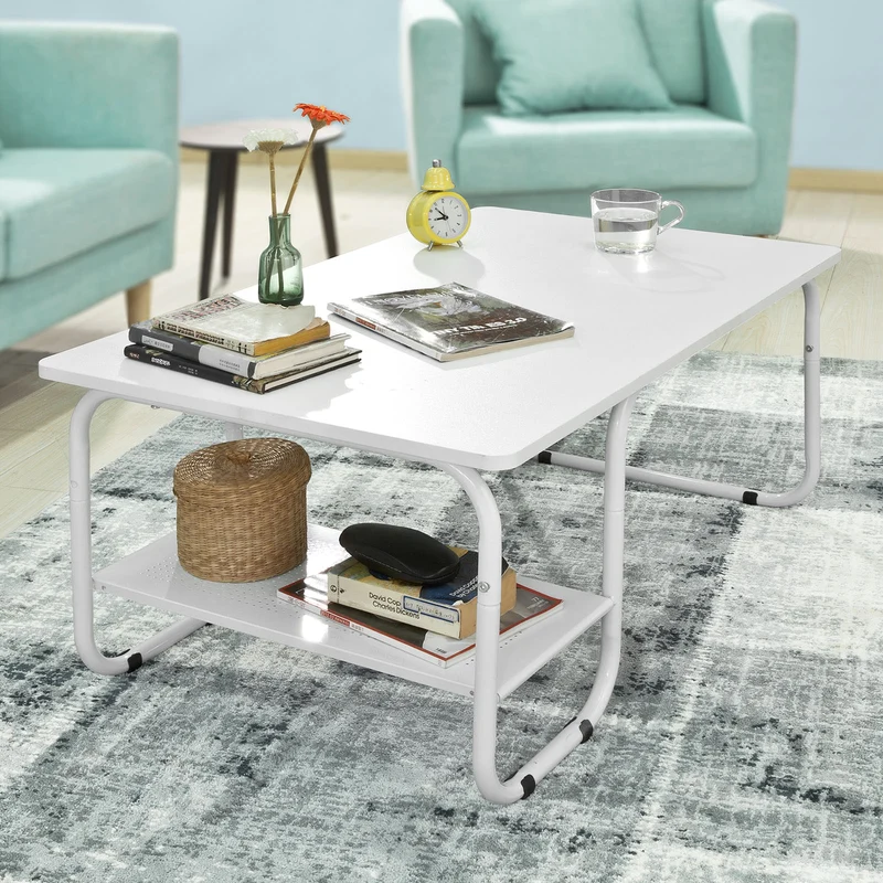 SoBuy FBT41-W Table Basse de Salon avec 1 étagère, Blanc